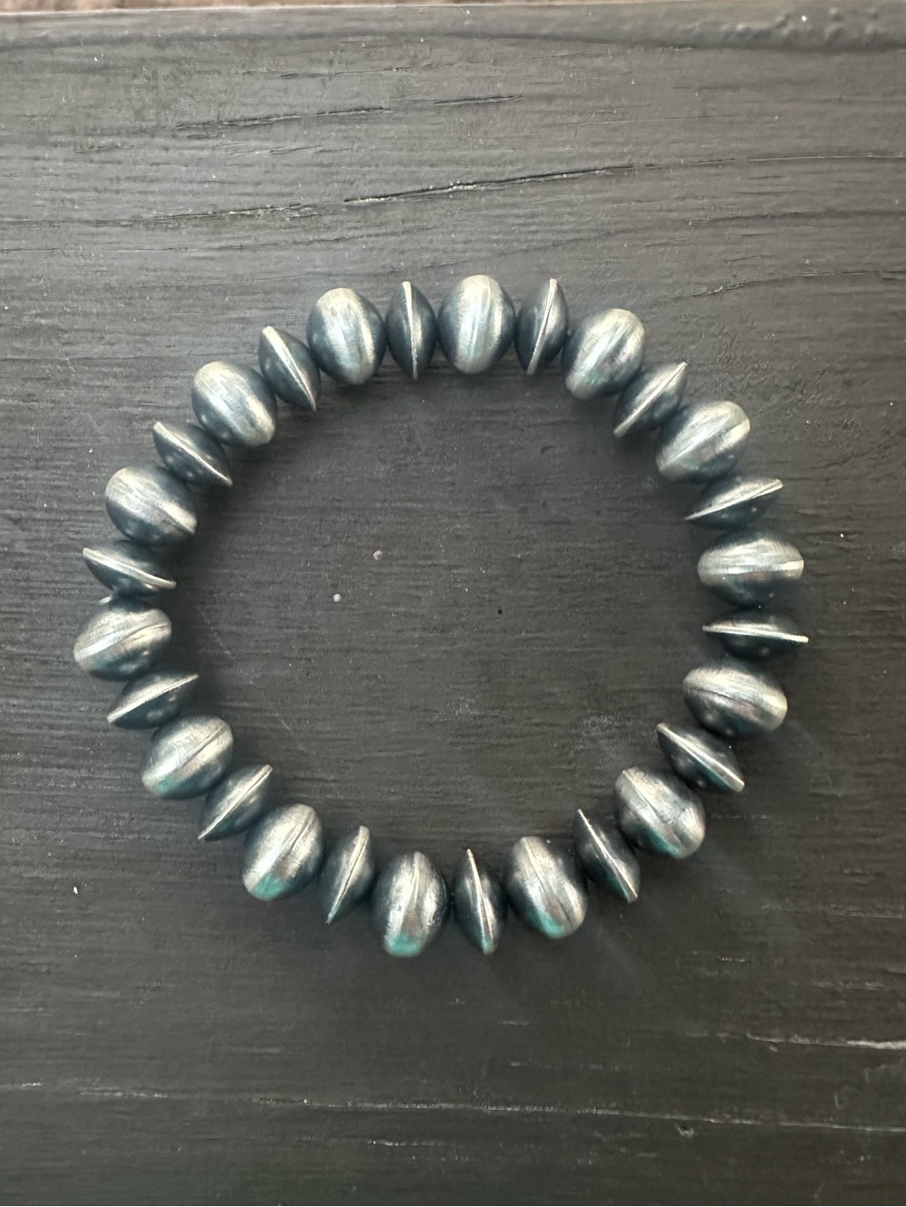 Navajo Preston Haley Handmade Pearl Stretch Bracelet Sterling Silver